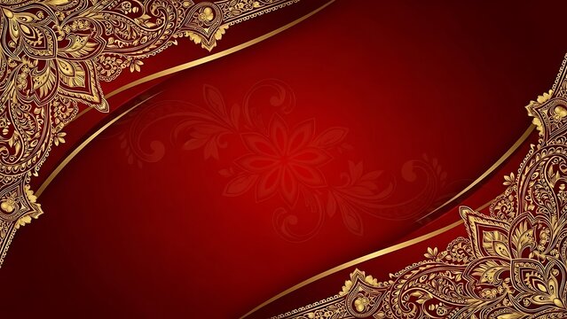 Elegant red and gold background with intricate floral and scrollwork patterns, creating a luxurious and festive design for invitations, cards, or celebratory events