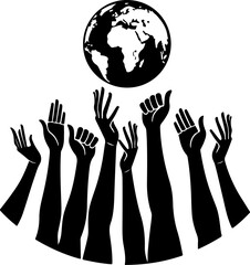 Unity Hands Holding the World Silhouette