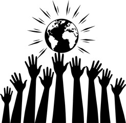 Unity Hands Holding the World Silhouette