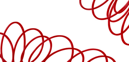 Abstract red spiral strokes on transparent background.