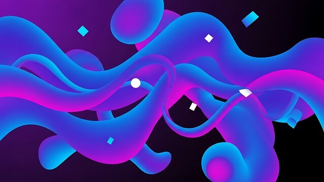Dynamic abstract fluid waves with vibrant blue and pink gradient colors flowing smoothly, creating a modern and energetic digital art background or design element