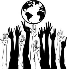 Unity Hands Holding the World Silhouette