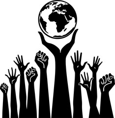Unity Hands Holding the World Silhouette