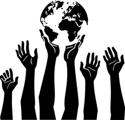 Unity Hands Holding the World Silhouette