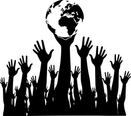 Unity Hands Holding the World Silhouette