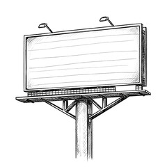 Obraz premium Hand-drawn sketch of a blank advertising billboard with lights isolated on transparent background