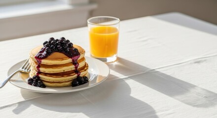 Blueberry Pancakes Breakfast Delight, Sunny Morning