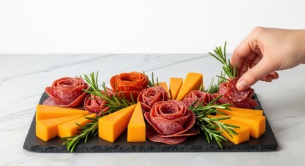 Gourmet Charcuterie Board with Fresh Rosemary