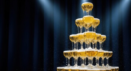Sparkling Champagne Tower Celebration Luxury Event