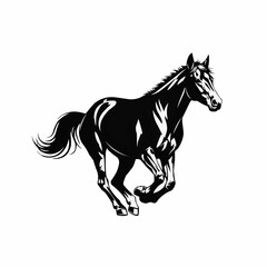 Dynamic Black Horse Galloping with Power and Grace in Silhouette.