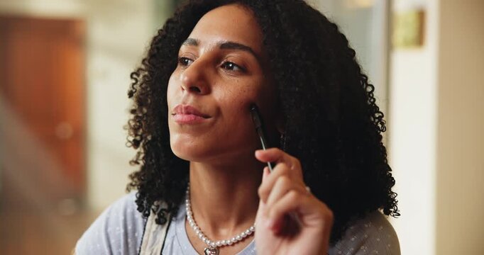 Thinking, woman and morning in home with pen for planning goals, creative ideas or memory. Inspiration, reflection or female person in apartment for self improvement, thoughts or insight journal