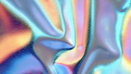 A vibrant, textured holographic surface showcasing a mesmerizing blend of iridescent colors, creating an abstract and futuristic background.