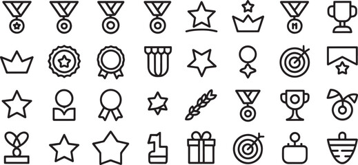 Assortment of icons for awards achievements and recognition symbols Keywords: icon, set, collection
