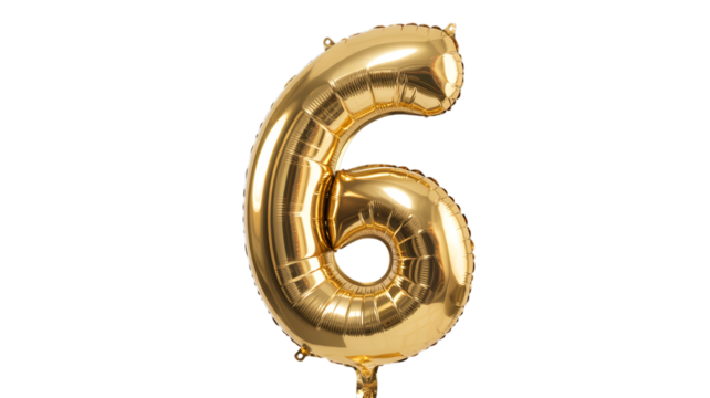 Gold Number 6 Balloon foil - Powered by Adobe