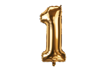 Golden Number 1 Balloon with Reflective Surface graphic