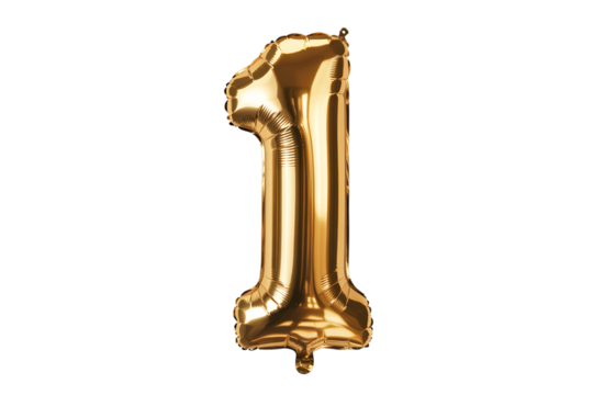 Golden Number 1 Balloon with Reflective Surface graphic