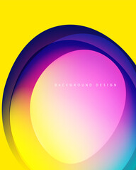 Bright abstract layers form circular design. Vivid colors blend, creating dynamic visual effect. Yellow background enhances overall vibrancy.