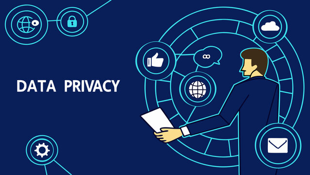 data privacy, data security, information security, cyber security, digital protection, confidentiality, gdpr, compliance, regulation, data governance, security icon, lock icon, shield icon, futuristic