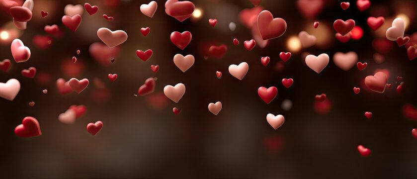 Romantic hearts floating on a vibrant red background for Valentine's Day celebration