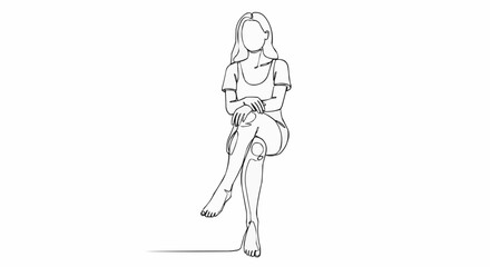 Minimalist line drawing of a woman sitting with crossed legs.
