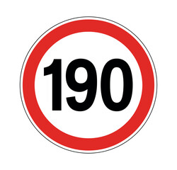 A circular traffic sign indicates a speed limit of 190