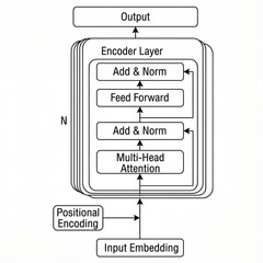 Obraz premium Transformer architecture diagram illustrating encoder layer structure 