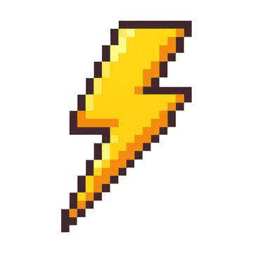 PNG Pixelated lightning bolt illustration.