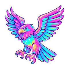 Obraz premium PNG Vibrant multicolored eagle illustration.