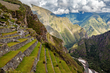 The ruins of Machu Picchu in the Andes of Peru