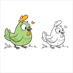 Coloring Book For Kid Hen Image Vector