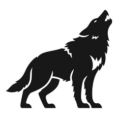 Black silhouette of a wolf howling with mouth open and teeth bared white