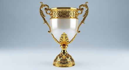 Ornate golden trophy with white ceramic body and detailed embellishments