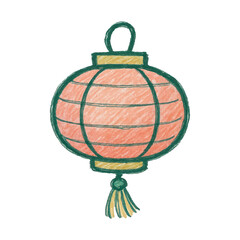 PNG Hand-drawn colorful Chinese lantern.