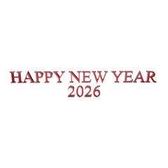 Happy new year ,2026 text with festive glitter effect ,png,2026