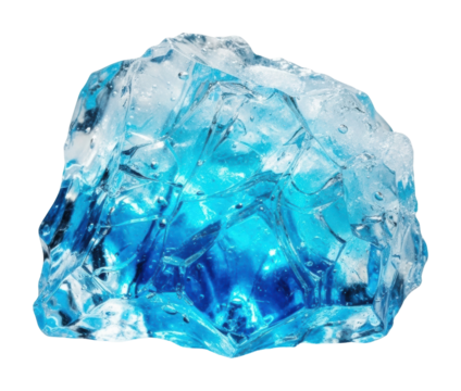 Melting ice blue crystal nature cool environment isolated on transparent background