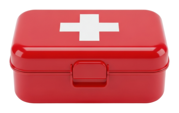 Emergency first aid kit home product safe environment top view isolated on transparent background