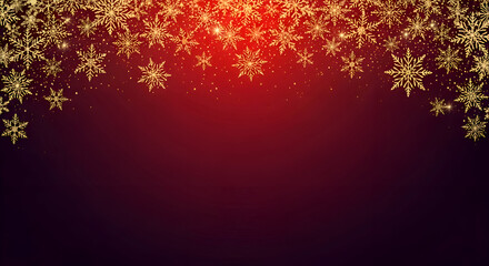 Golden snowflakes glitter on a red background elegant festive design for Christmas and New Years Eve celebrations perfect for cards and invitations