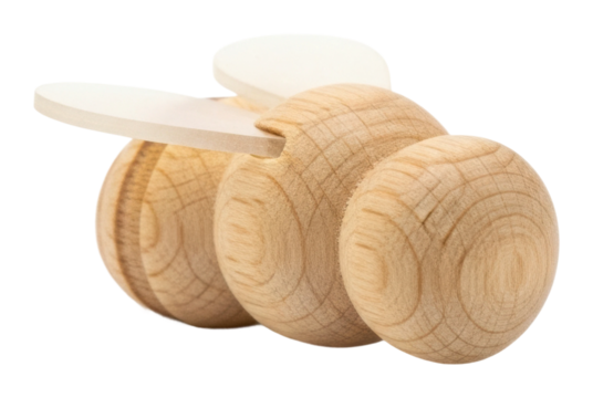 Creative wooden bee toy home playtime object natural environment isolated on transparent background