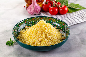 Boiled wheat couscous grain garnish