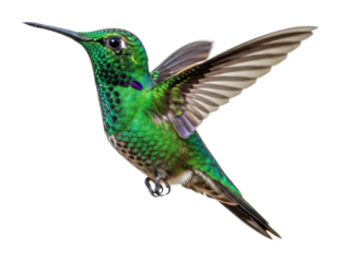 Hummingbird in flight tropical rainforest wildlife nature isolated on transparent background
