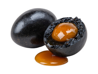 Century egg or preserved duck egg isolated on transparent or white background, png