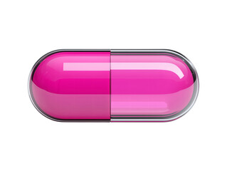 3d illustration of pink medical capsule pill isolated on transparent or white background, png