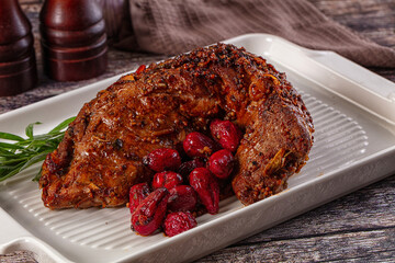 Baked pork sirloin with cornus