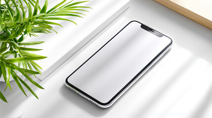 Smartphone Mockups in heller Umgebung, aufgenommen in nat&uuml;rlichem Licht. Neutrale Farben, sanfte Schatten und klarer Fokus auf Ger&auml;t, Oberfl&auml;che und Materialien.