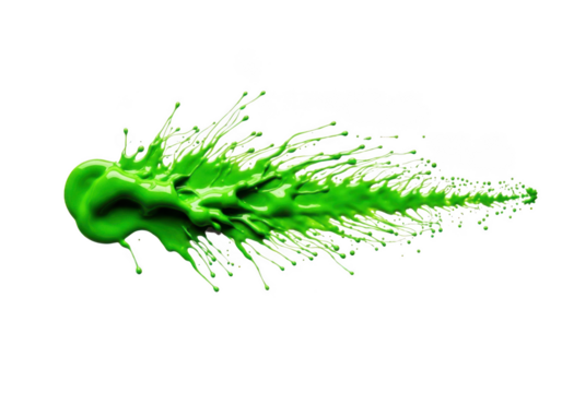 Vibrant green paint splash, energetic liquid motion, abstract dynamic shape isolated on transparent background - Powered by Adobe