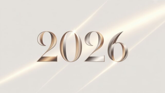 Elegant and luxurious number 2026 new year design with soft golden highlights