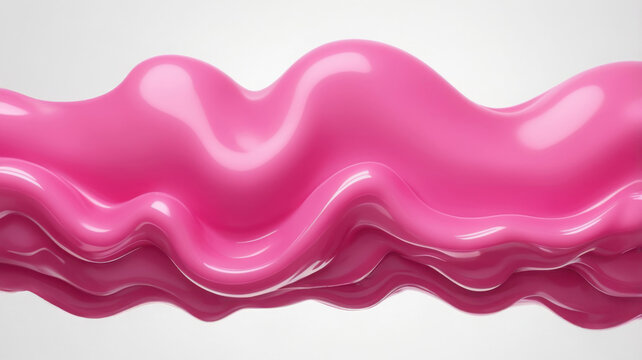 Glossy pink liquid wave background. Smooth bubble gum abstract flowing texture. Modern 3d render for design and branding concepts.