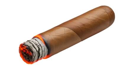 Burning Cigar with Glowing Embers on Black Background