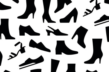 Black Shoes Collection Pattern Stylish Footwear Seamless Design for Fashion Projects