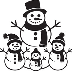Vector Illustration of Snowman Family Symbol of Winter and Christmas